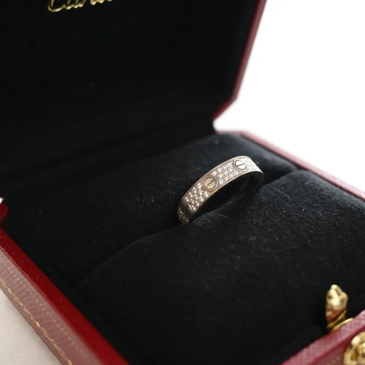 Cartier Small Model Diamond Pave Love Ring Sz 50 - Image 3