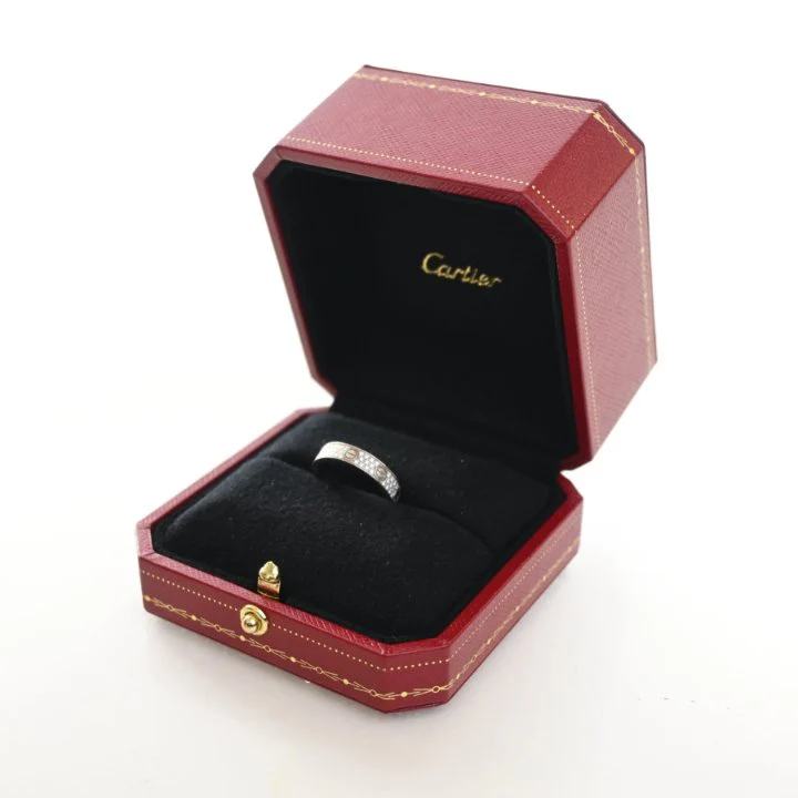 Cartier Small Model Diamond Pave Love Ring Sz 50 - Image 4
