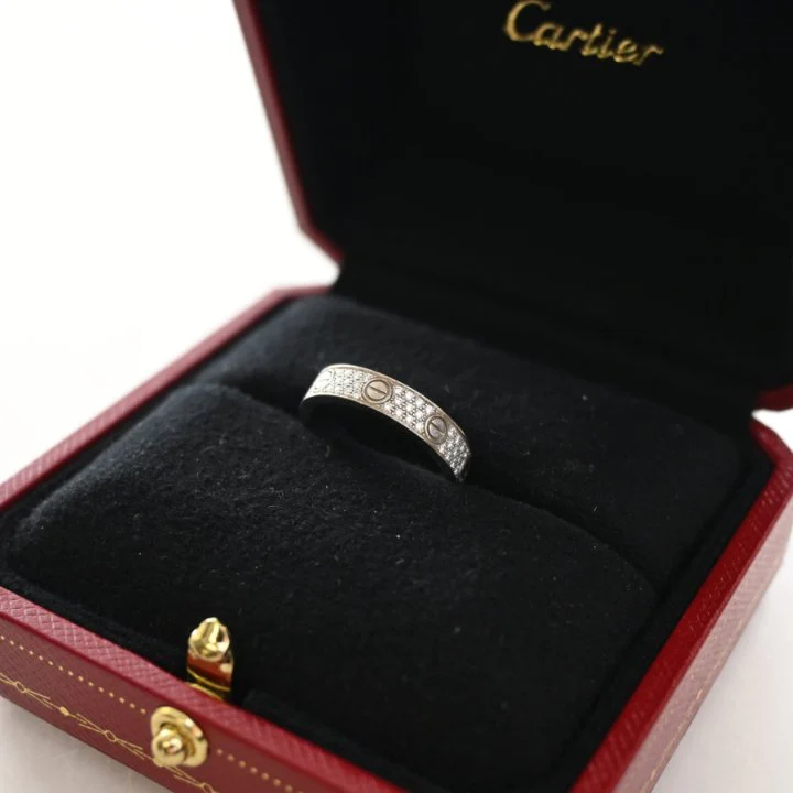 Cartier Small Model Diamond Pave Love Ring Sz 50 - Image 5