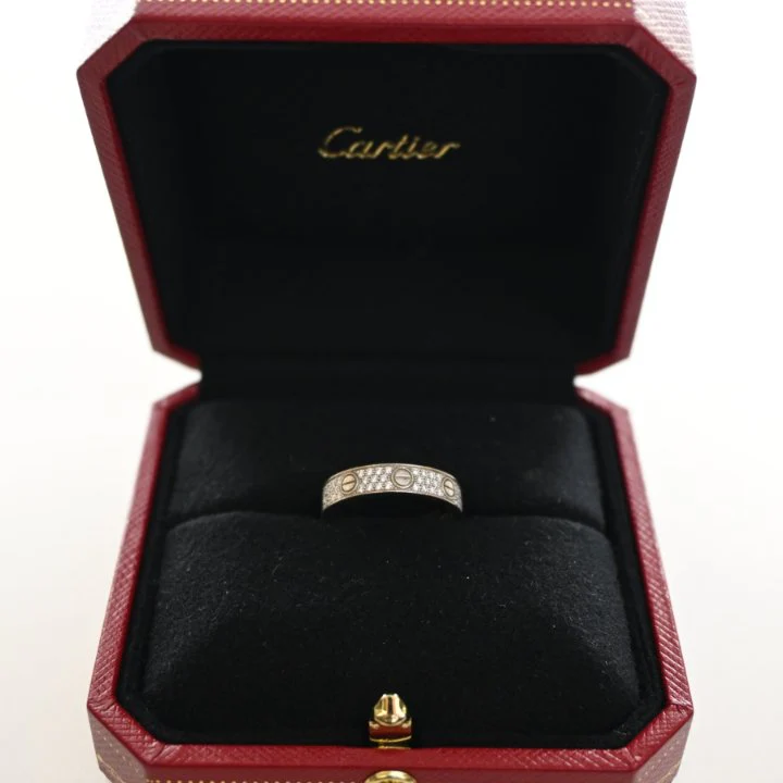 Cartier Small Model Diamond Pave Love Ring Sz 50 - Image 6