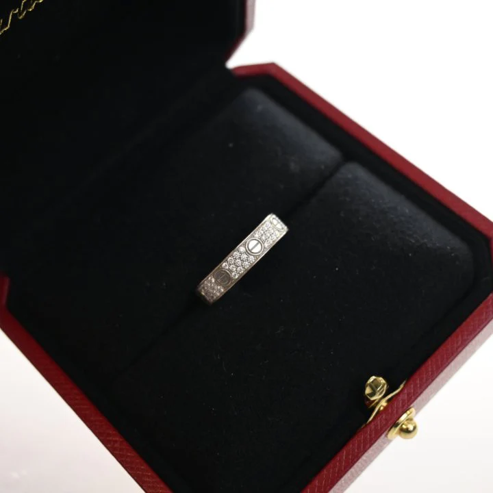 Cartier Small Model Diamond Pave Love Ring Sz 50 - Image 7