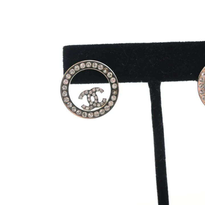Chanel CC Round Crystal Earrings - Image 3