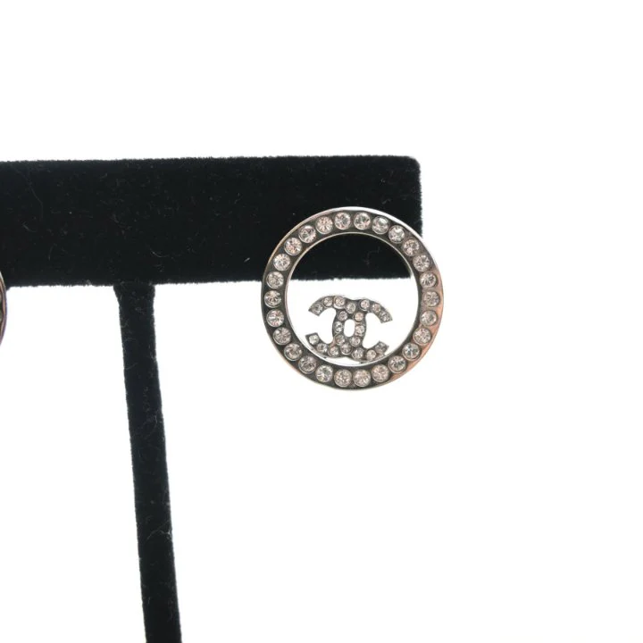 Chanel CC Round Crystal Earrings - Image 4