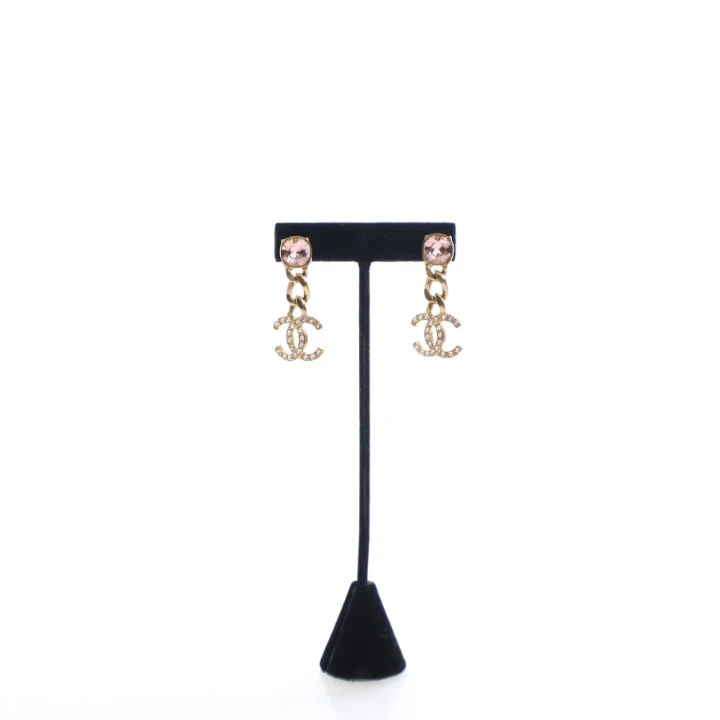 Chanel Crystal CC Drop Earrings