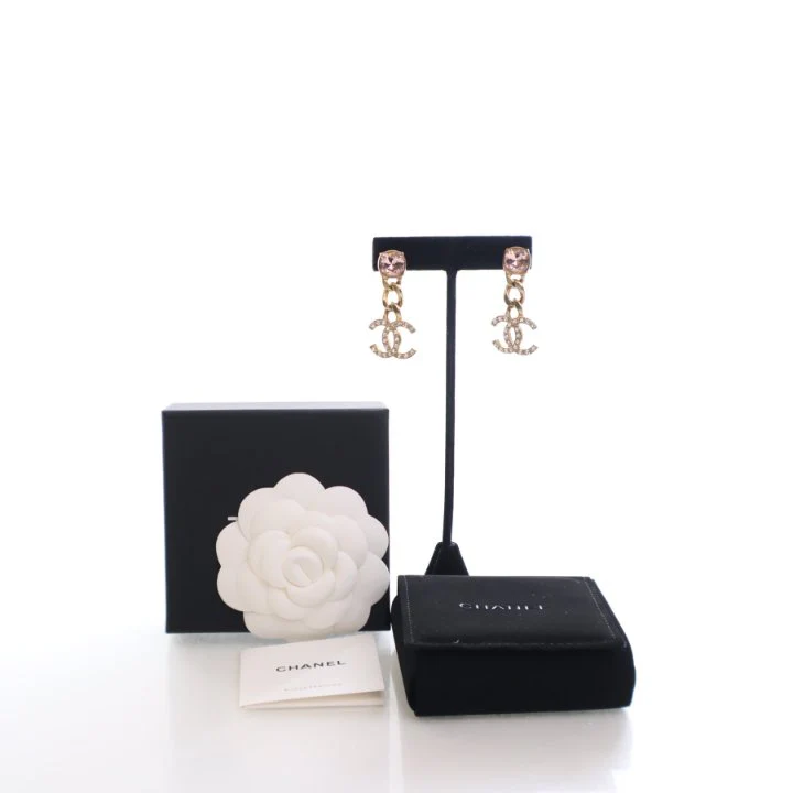 Chanel Crystal CC Drop Earrings - Image 8