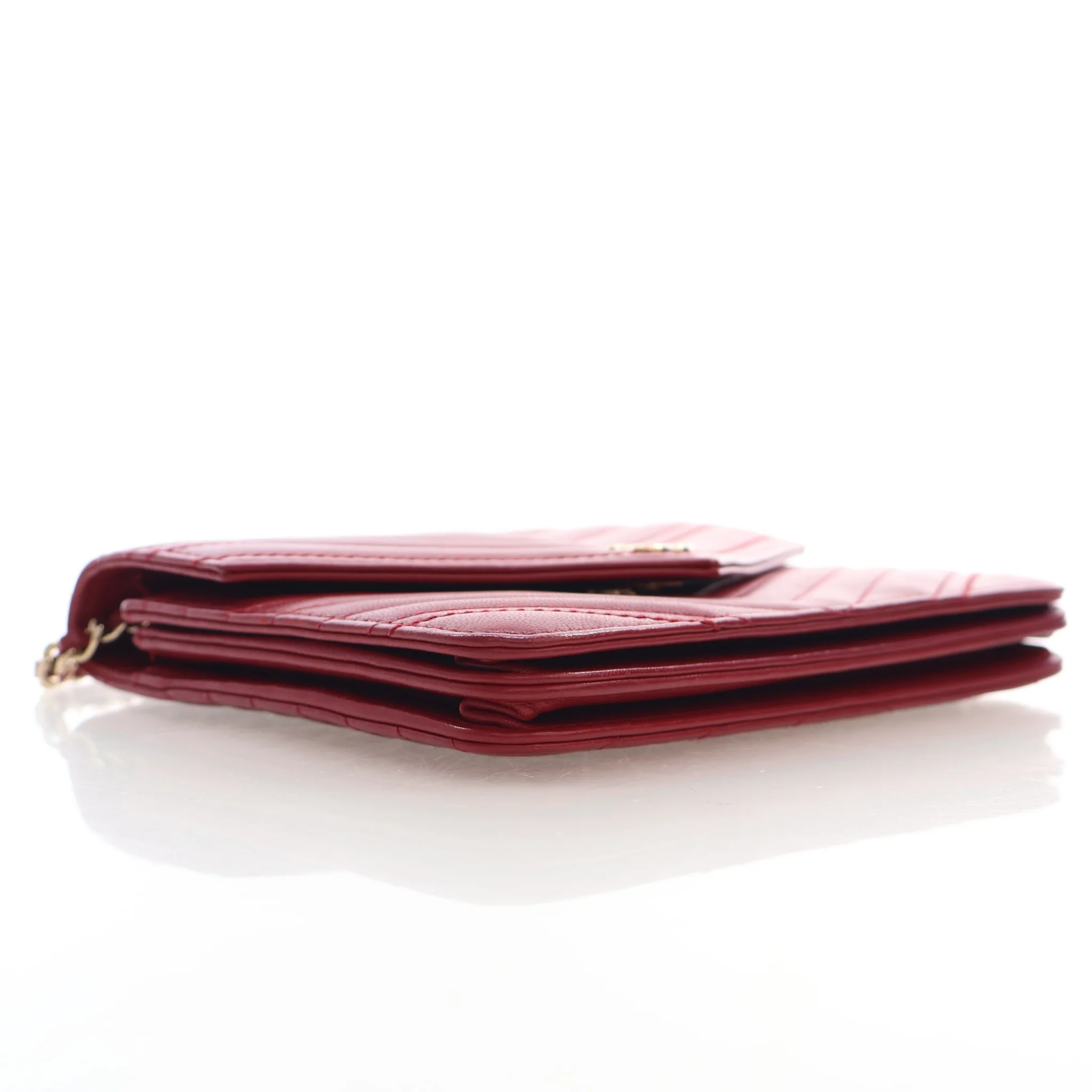 Chanel Lambskin Chevron Wallet on Chain - Image 5