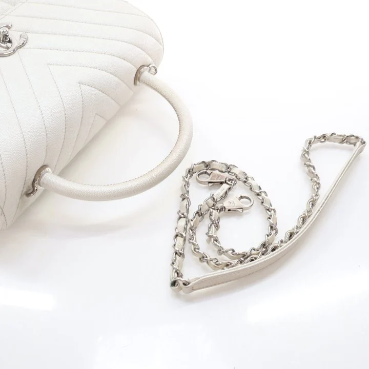 Chanel Medium Chevron Caviar Coco Handle Flap Bag - Image 10