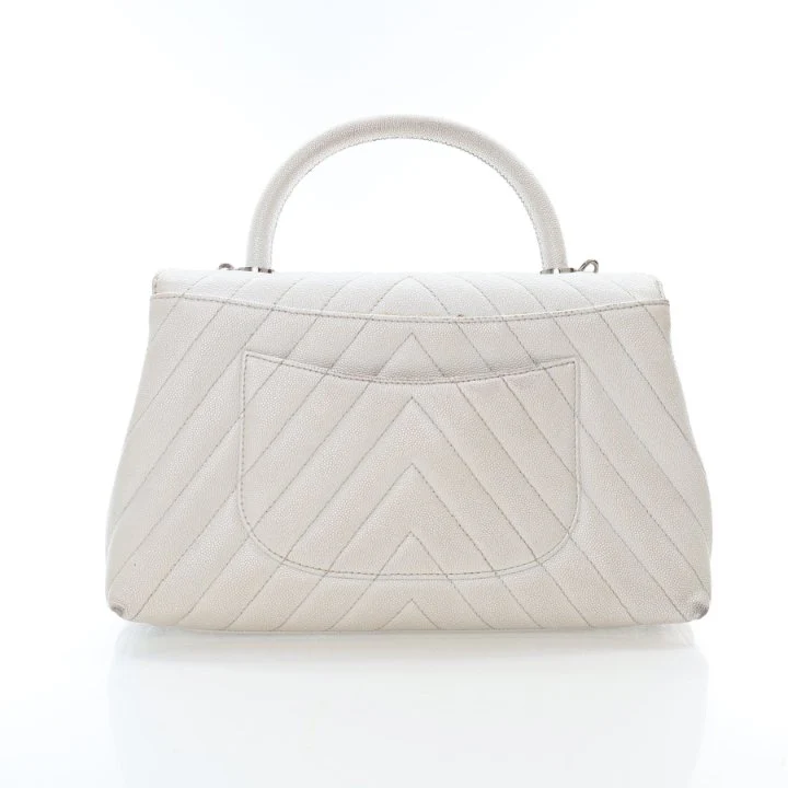 Chanel Medium Chevron Caviar Coco Handle Flap Bag - Image 11