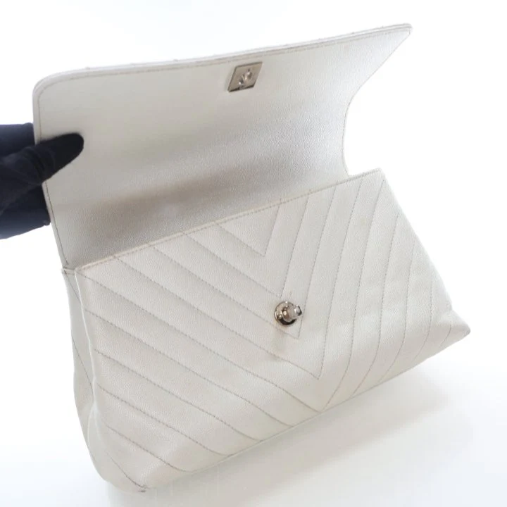 Chanel Medium Chevron Caviar Coco Handle Flap Bag - Image 12