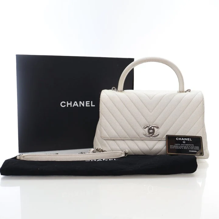 Chanel Medium Chevron Caviar Coco Handle Flap Bag - Image 20