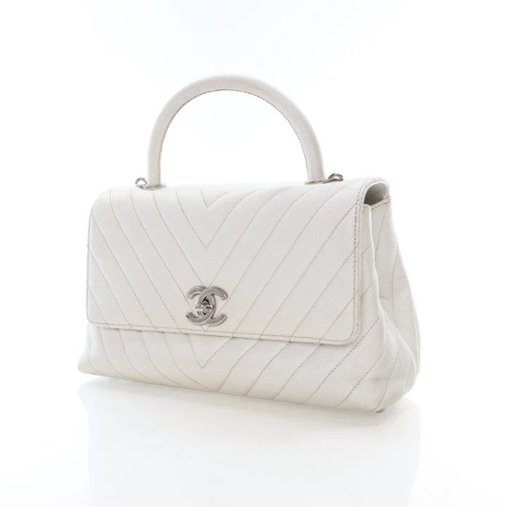 Chanel Medium Chevron Caviar Coco Handle Flap Bag - Image 3
