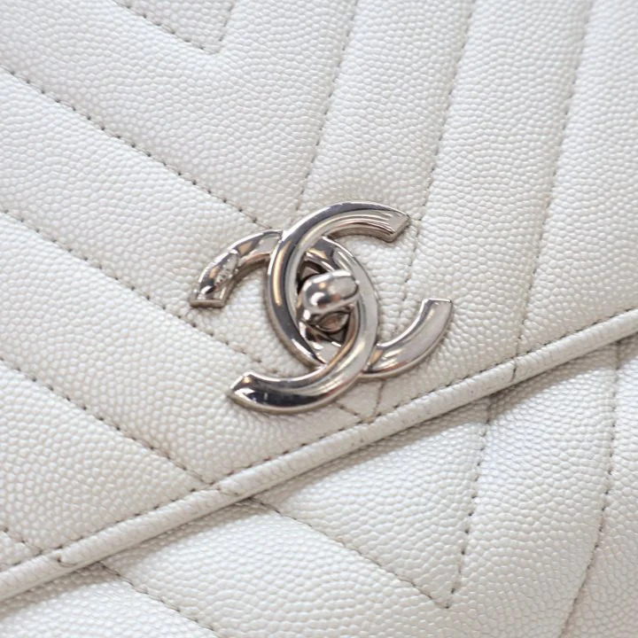 Chanel Medium Chevron Caviar Coco Handle Flap Bag - Image 4