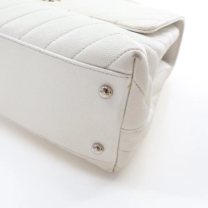 Chanel Medium Chevron Caviar Coco Handle Flap Bag - Image 8