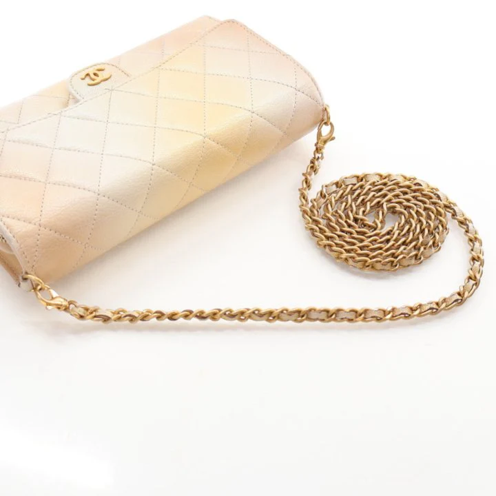 Chanel Metallic Lambskin Phone Holder Wallet On Chain (WOC) - Image 10