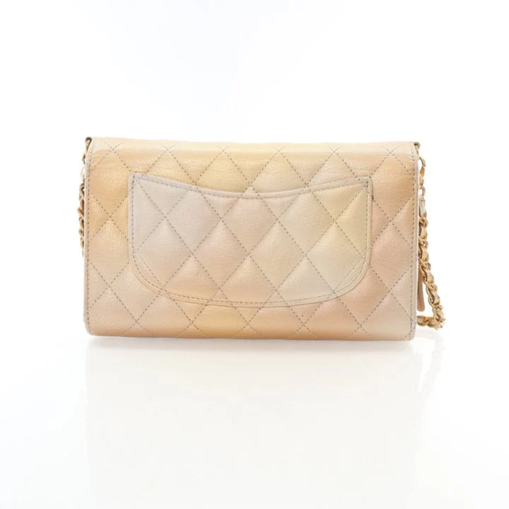 Chanel Metallic Lambskin Phone Holder Wallet On Chain (WOC) - Image 11