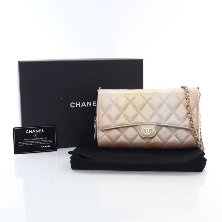 Chanel Metallic Lambskin Phone Holder Wallet On Chain (WOC) - Image 18