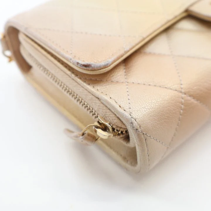 Chanel Metallic Lambskin Phone Holder Wallet On Chain (WOC) - Image 6