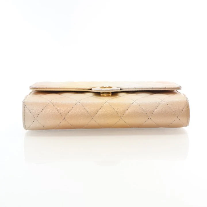 Chanel Metallic Lambskin Phone Holder Wallet On Chain (WOC) - Image 9