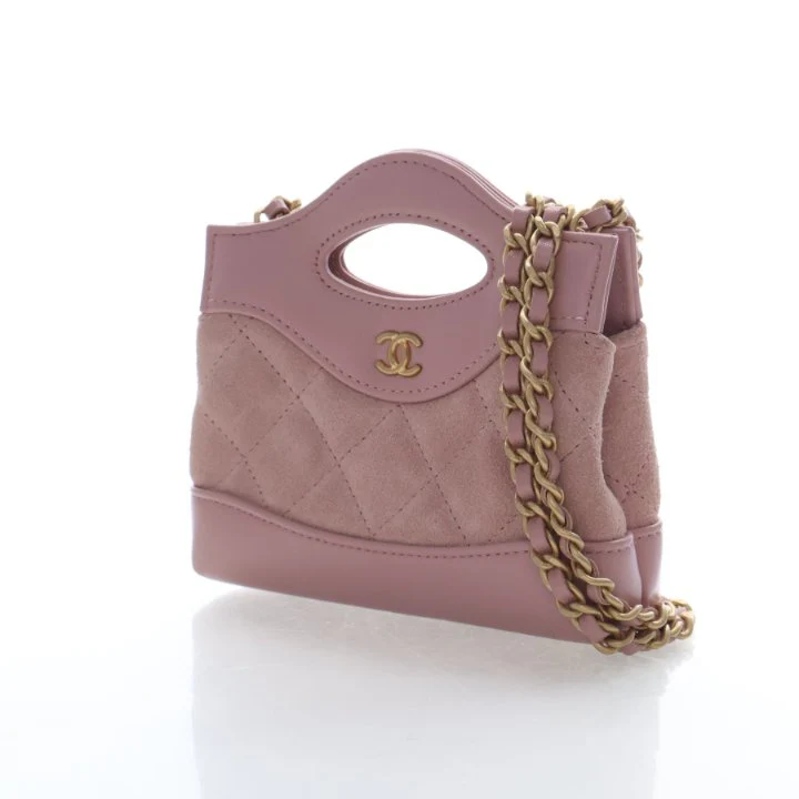 Chanel Micro Suede Shiny Calfskin Quilted 31 Shopping Bag - Image 3