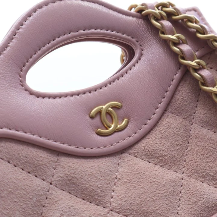 Chanel Micro Suede Shiny Calfskin Quilted 31 Shopping Bag - Image 4