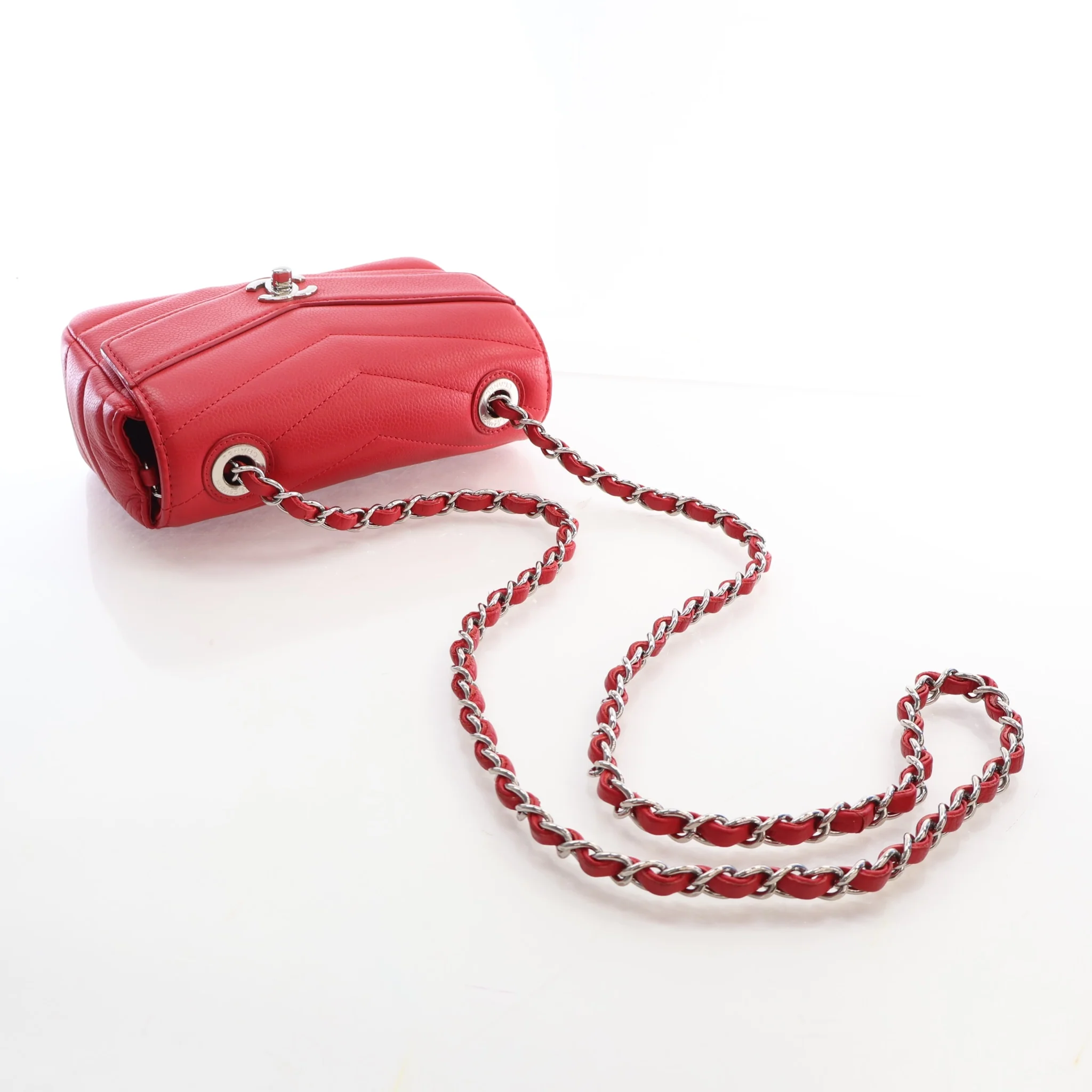 Chanel Mini Caviar Chevron Single Flap Bag - Image 10
