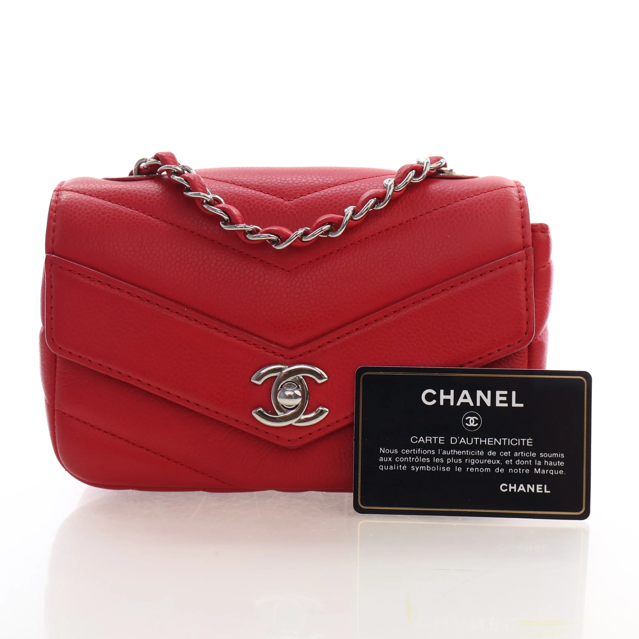 Chanel Mini Caviar Chevron Single Flap Bag - Image 19