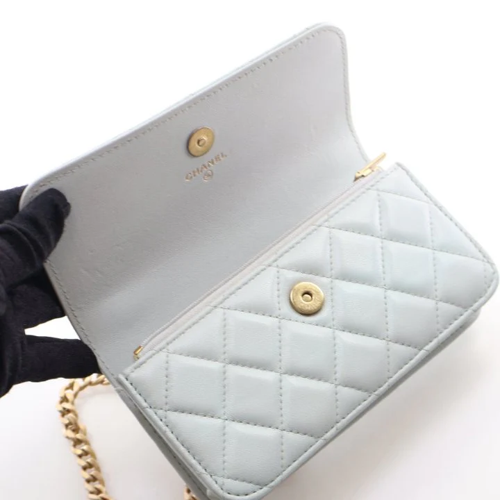 Chanel Mini Lambskin Camellia Crush Clutch With Chain - Image 13