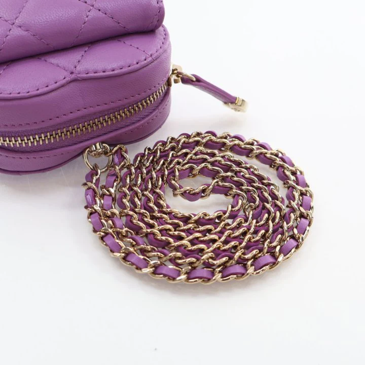 Chanel Mini Purple Lambskin CC In Love Heart Bag - Image 10