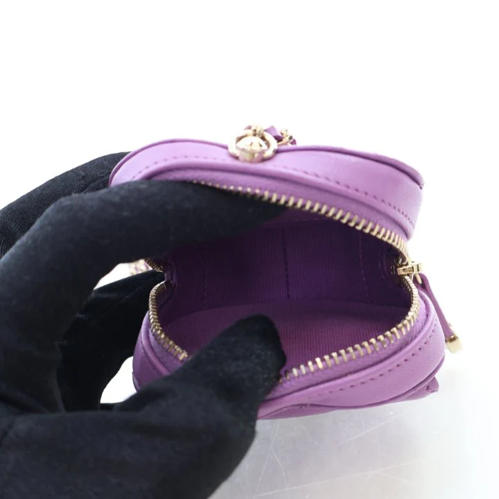 Chanel Mini Purple Lambskin CC In Love Heart Bag - Image 12