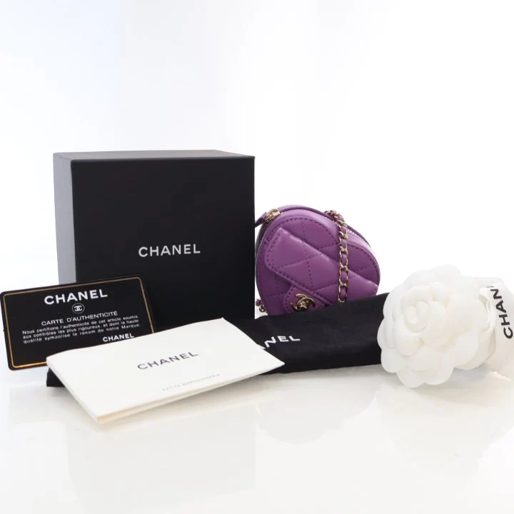 Chanel Mini Purple Lambskin CC In Love Heart Bag - Image 15