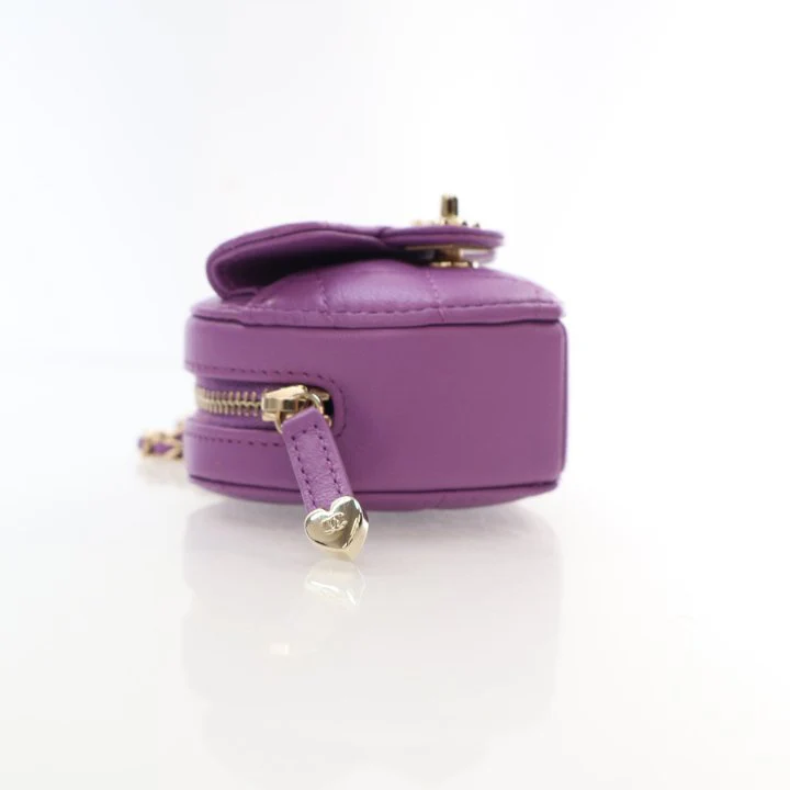 Chanel Mini Purple Lambskin CC In Love Heart Bag - Image 5
