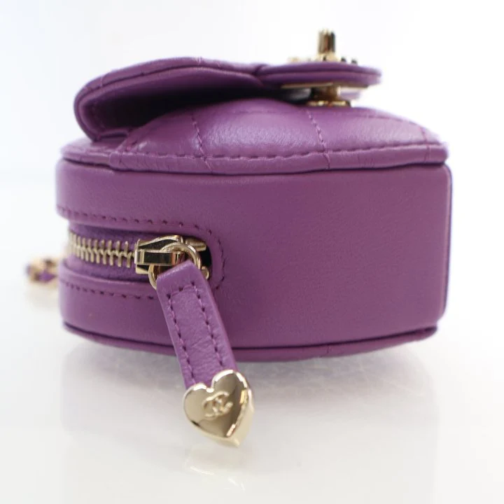 Chanel Mini Purple Lambskin CC In Love Heart Bag - Image 6