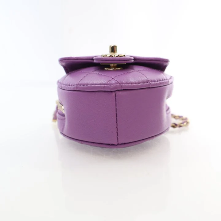 Chanel Mini Purple Lambskin CC In Love Heart Bag - Image 9