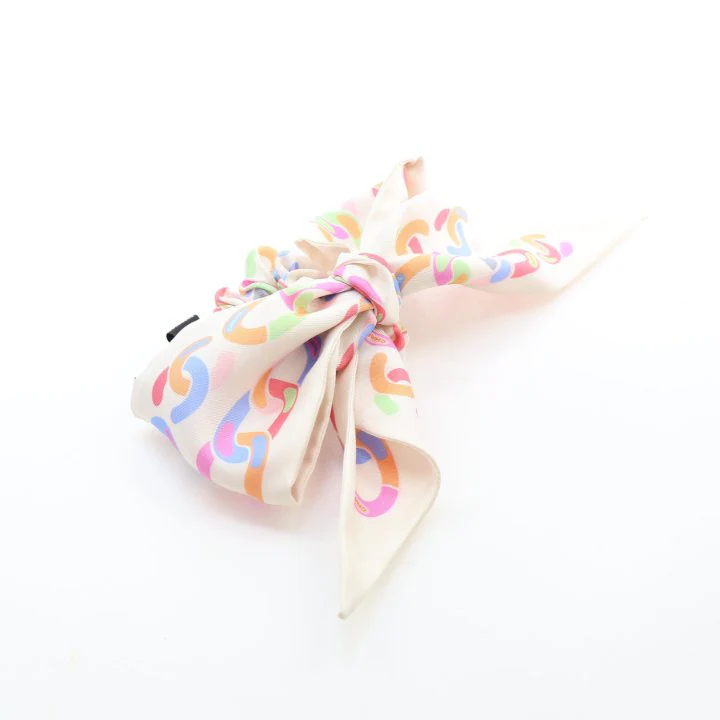 Chanel Multicolor Silk Twill Hair Tie - Image 3