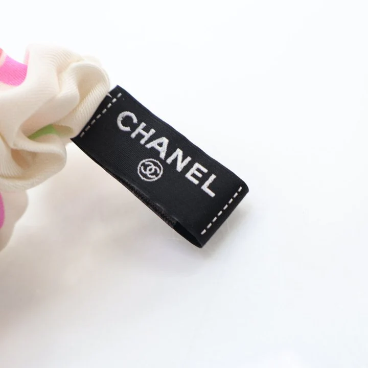 Chanel Multicolor Silk Twill Hair Tie - Image 5