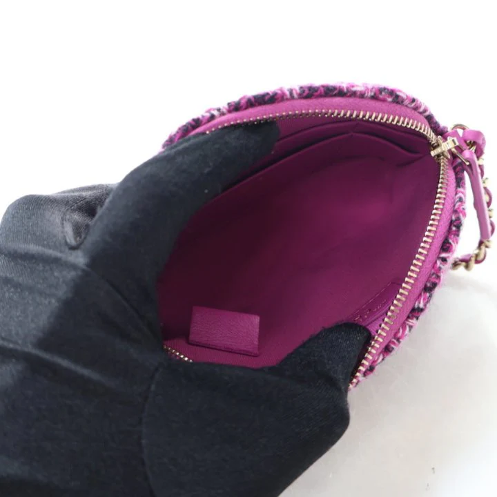 Chanel Purple Tweed Houndstooth Clutch On Chain - Image 12