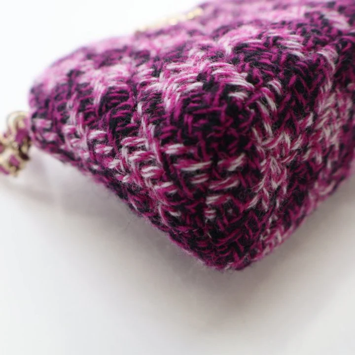Chanel Purple Tweed Houndstooth Clutch On Chain - Image 6