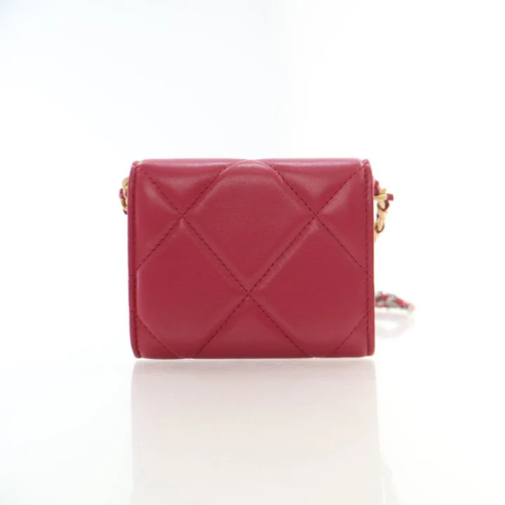 Chanel Red Lambskin 19 Cardholder on Chain - Image 11