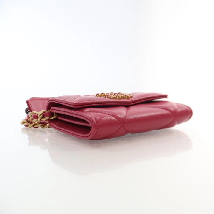 Chanel Red Lambskin 19 Cardholder on Chain - Image 5
