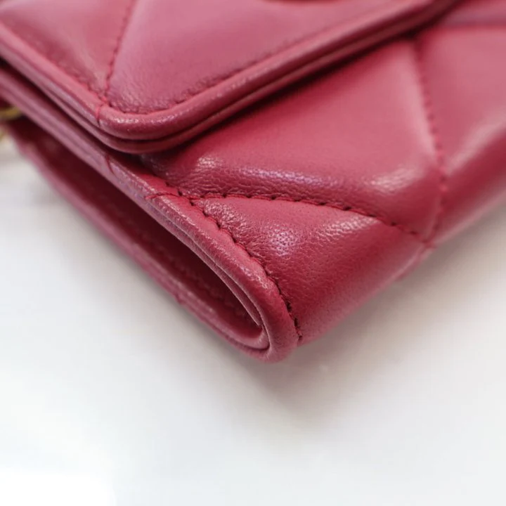 Chanel Red Lambskin 19 Cardholder on Chain - Image 6