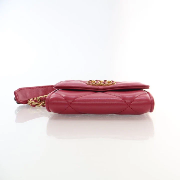 Chanel Red Lambskin 19 Cardholder on Chain - Image 9