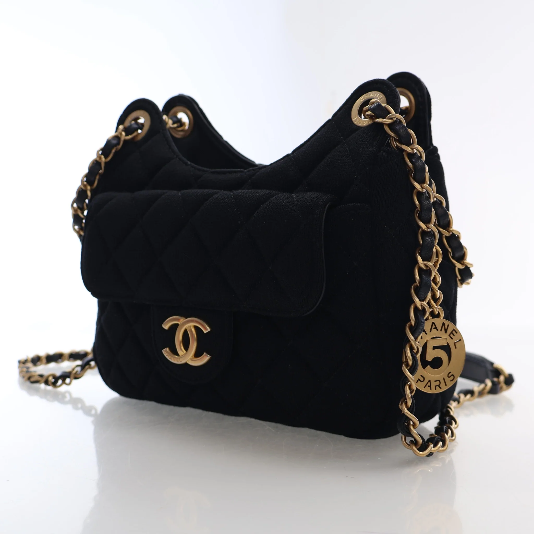 Chanel Small Fabric Hobo Bag - Image 3