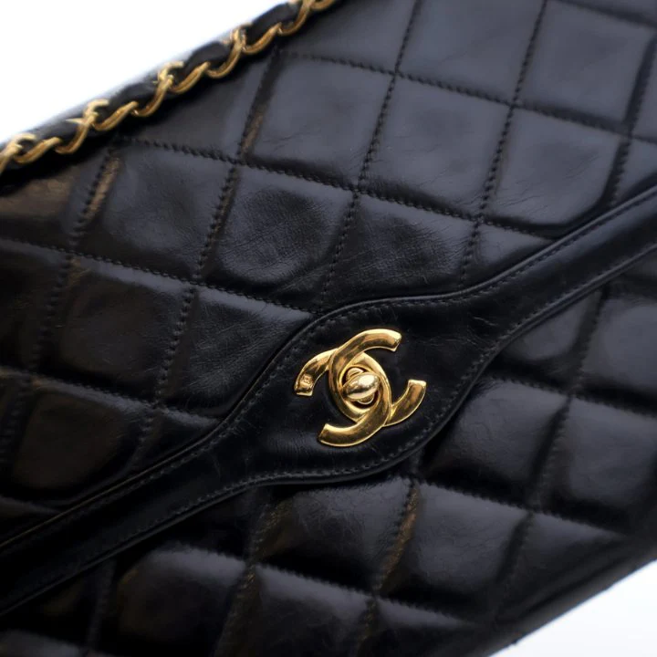 Chanel Vintage Black Lambskin Paris Double Flap Bag - Image 4