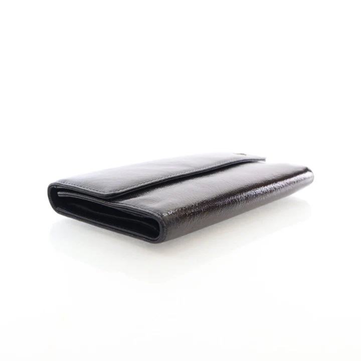 Chanel Vintage Brown Patent Trifold Continental Flap Wallet - Image 5