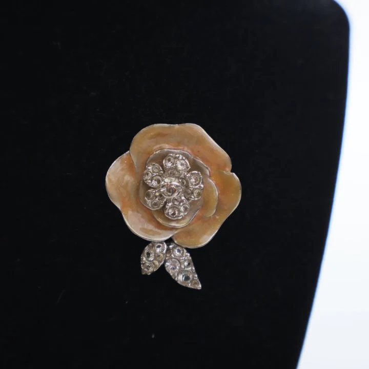 Chanel Vintage Camelia Crystal Brooch - Image 2