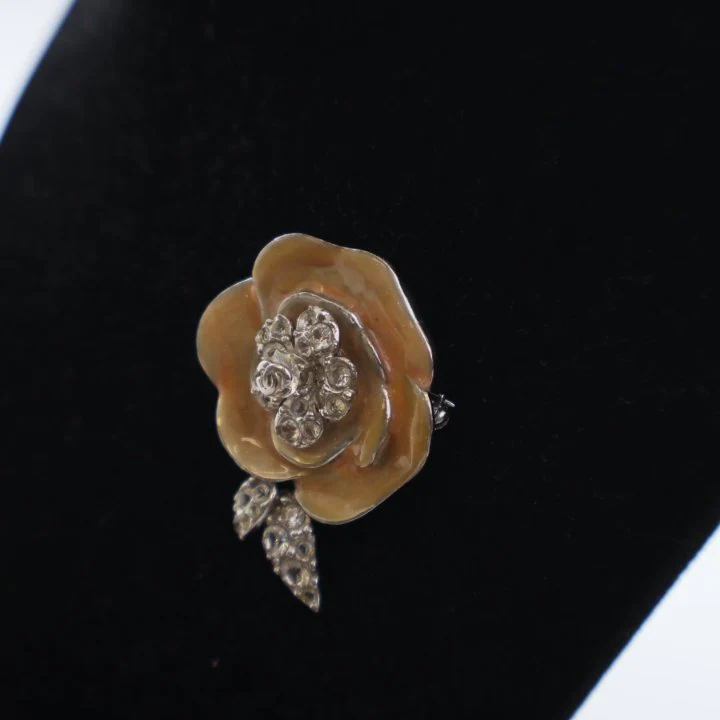 Chanel Vintage Camelia Crystal Brooch - Image 4