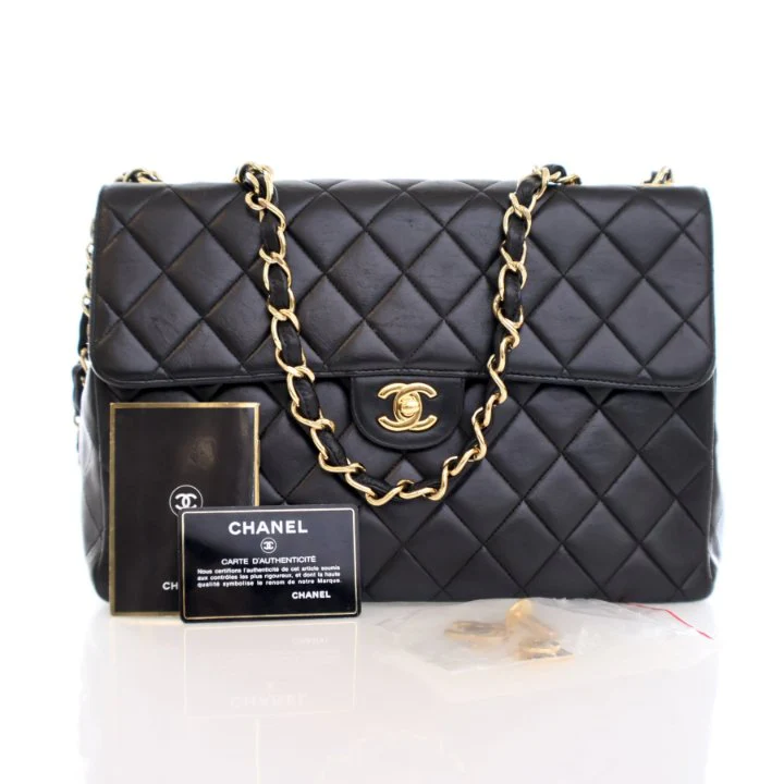 Chanel Vintage Jumbo Lambskin Classic Single Flap Bag - Image 20