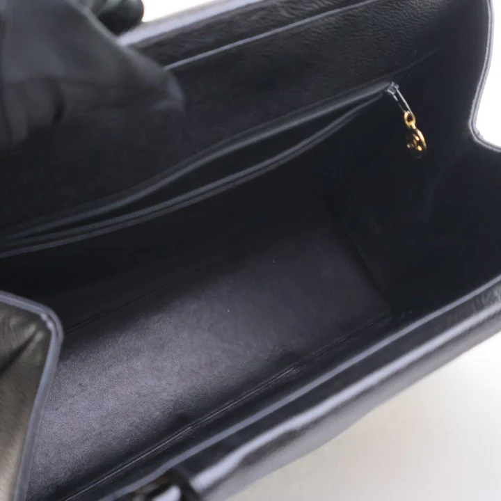 Chanel Vintage Medium Black Caviar Resin Top Handle Bag - Image 11