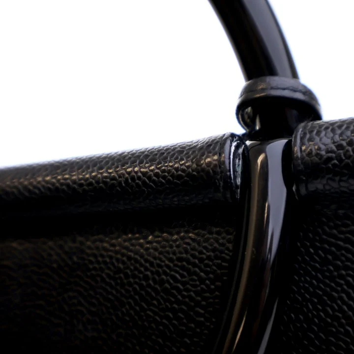 Chanel Vintage Medium Black Caviar Resin Top Handle Bag - Image 18