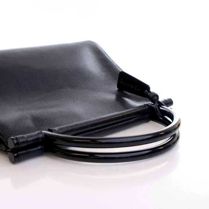 Chanel Vintage Medium Black Caviar Resin Top Handle Bag - Image 9